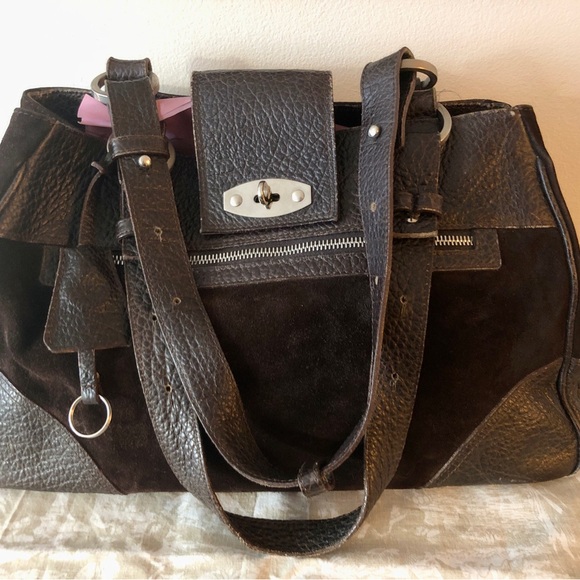 Suarez New York Suede and Leather Satchel - Picture 10 of 12